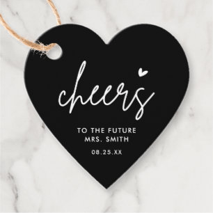 Cheers Future Mrs Modern Black Bridal Shower Favour Tags