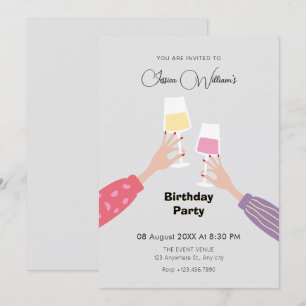 Cheers glass birthday party invitation