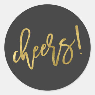 Cheers Gold Glam Party Favour Stickers