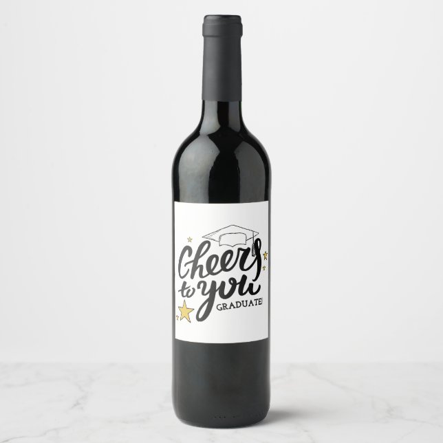 Cheers Graduation Graphics Best Graduation Party Wine Label (Front)