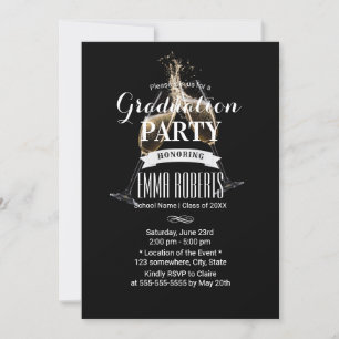 Cheers Graduation Party Champagne Toast Invitation