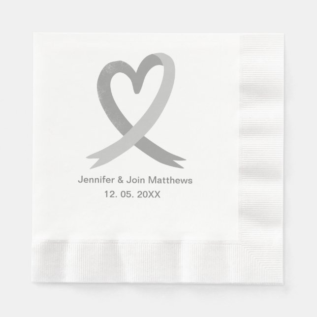 Cheers grey Calligraphy Custom Wedding Napkins (Front)