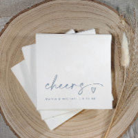 Cheers Handwriting & Heart Dusty Blue Wedding