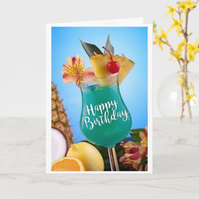 Cheers Happy Birthday Greeting Card (Yellow Flower)