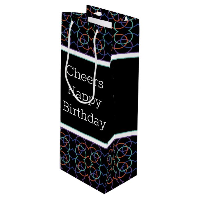 Cheers Happy Birthday Theme Wine Gift Bag (Front Angled)