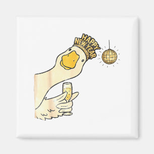 Cheers Happy New Year 2026 Goose With Champagne Di Magnet