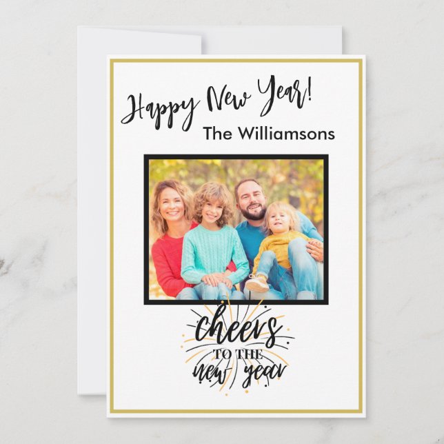 Cheers Happy New Year's 4 Photo Card (Front)