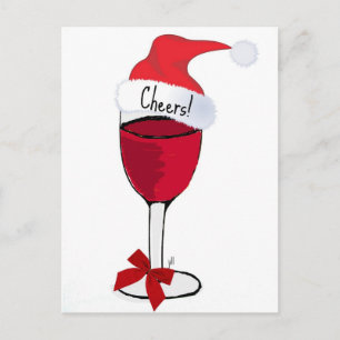 Cheers! HOLIDAY RED WINE PRINT by jill Postcard