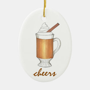Cheers Hot Buttered Rum Winter Holiday Drink Ceramic Ornament