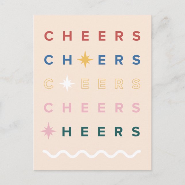 Cheers Illustrated Holiday New Year Postcard (Front)