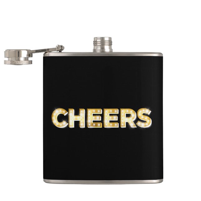 Cheers in Vintage Marquee Lights Flask (Opened)