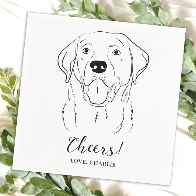Cheers Labrador Retriever Personalized Dog Wedding Napkin (Creator Uploaded)