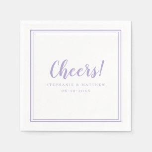 Cheers Lavender Wedding Reception Cocktail  Napkin
