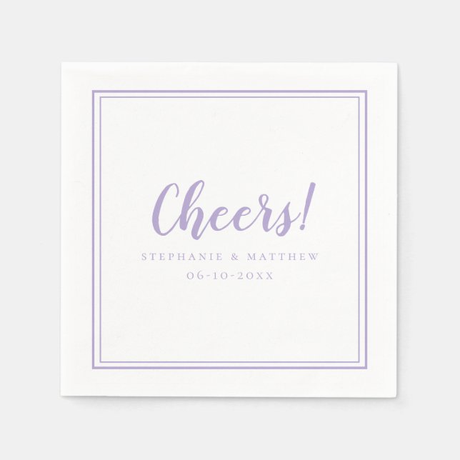 Cheers Lavender Wedding Reception Cocktail  Napkin (Front)