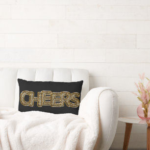 CHEERS Leopard Print Balloon Celebration Chic Fun Lumbar Pillow