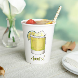 Cheers! Margarita Cocktail 21st Birthday Party Paper Cups