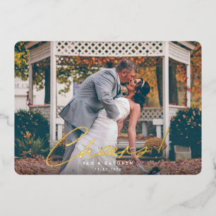 Cheers! Married New Year Photo Foil Holiday Card