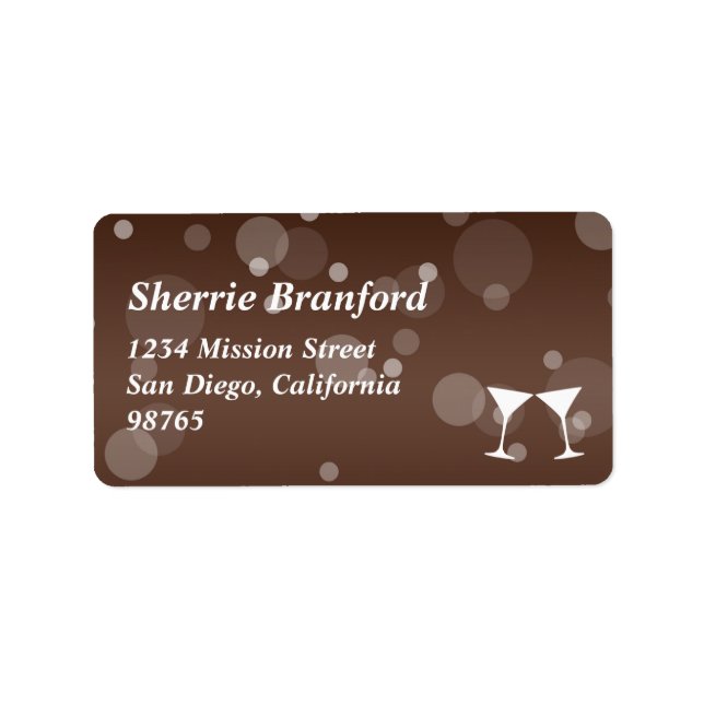 Cheers martini bubble celebration return address label (Front)