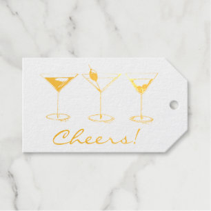 Cheers! Martini Manhattan Cosmopolitan Cocktails Gift Tags