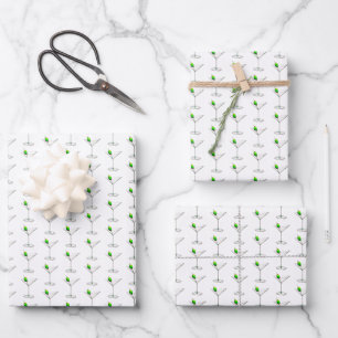 Cheers! Martini with a Twist Mixed Drink Cocktail Wrapping Paper Sheet