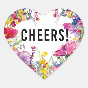 ❤️CHEERS! 🌻💗🌹 Meadow Blooms Collection Heart Sticker