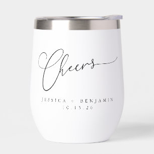 Cheers Minimal Black White Script Custom Wedding  