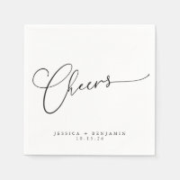 Cheers Minimal Black White Script Custom Wedding