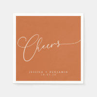 Cheers Minimal Burnt Orange Script Custom Wedding