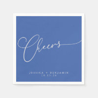 Cheers Minimal French Blue Script Custom Wedding