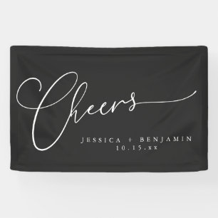 Cheers Minimalist Black Script Elegant Wedding  Banner