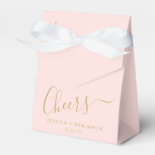 Cheers Minimalist Blush Pink Gold Custom Wedding Favor Box