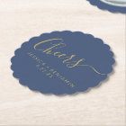 Cheers Minimalist Navy Blue Gold Custom Wedding
