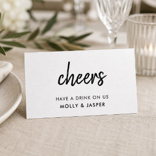 Cheers   Minimalist Wedding Drink Voucher Card
