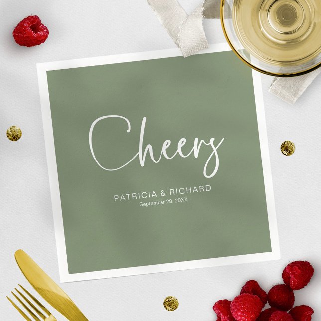 Cheers Modern Calligraphy Wedding  Napkin (Creator Uploaded)