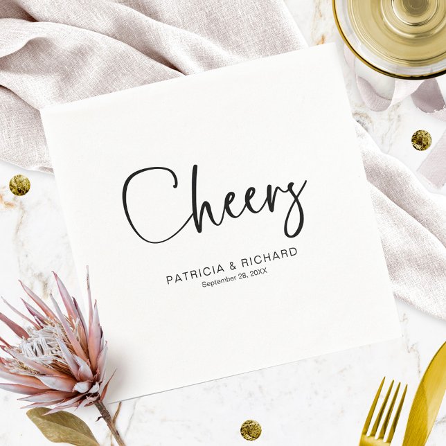 Cheers Modern Calligraphy Wedding  Napkin (Creator Uploaded)