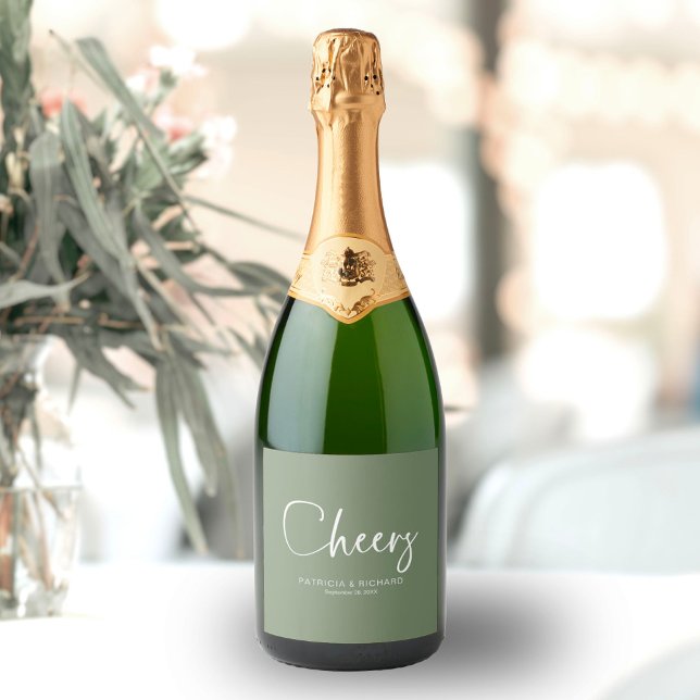 Cheers Modern Calligraphy Wedding  Sparkling Wine Label (Creator Uploaded)