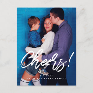 Cheers Modern New Year family photo Postcard