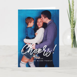 Cheers modern white font New Year Holiday Card