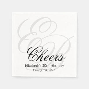 Cheers Monogrammed 30th Birthday Party Napkin