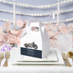 Cheers Motorcycle Vintage Wedding Date Bride Groom Favor Box