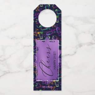 CHEERS Neon Cocktails 21st Birthday Bottle Tag