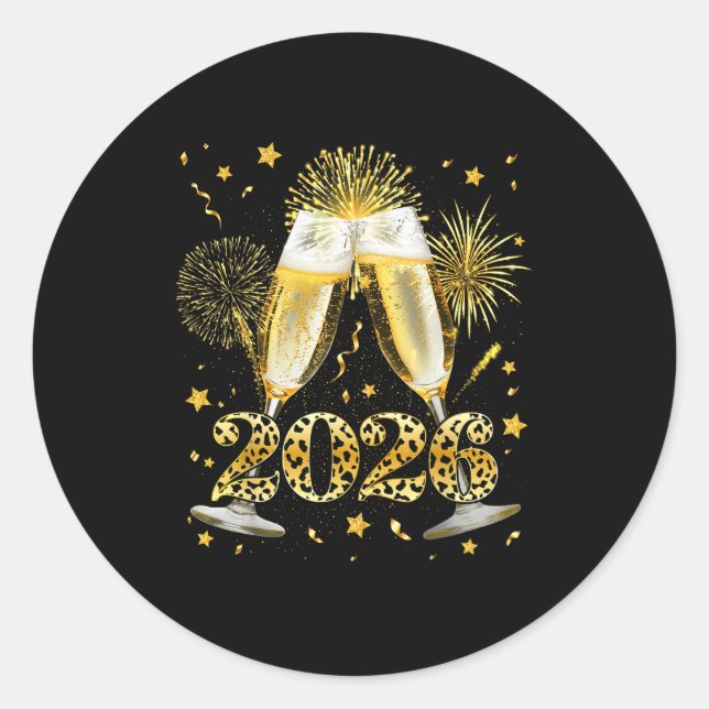 Cheers New Year 2026 Firework Happy New Year Famil Classic Round Sticker (Front)