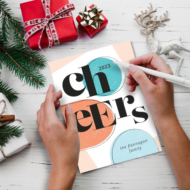Cheers New Year Bright Colourful Pattern Holiday Card (Creator Uploaded)