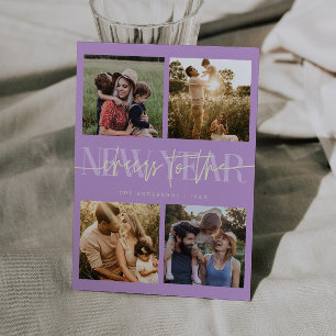 CHEERS New Year Wisteria Lemon Photo Grid Holiday Card