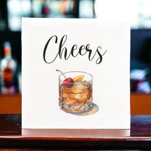 Cheers Old Fashioned Cocktail Drink Napkin