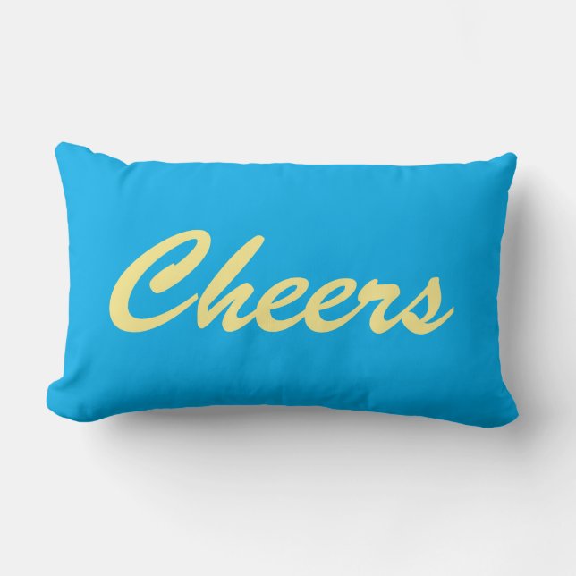 Cheers on Blue Lumbar Pillow (Front)