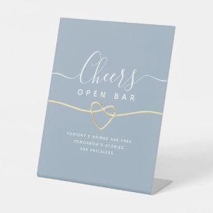 Cheers Open Bar Wedding Sign – Dusty Blue