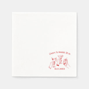 Cheers Personalized Champagne Glass Hand drawn Napkin