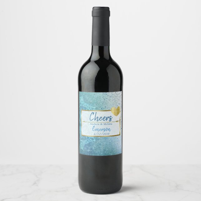 Cheers Personalized Wedding Wine Bottle Labels (Front)
