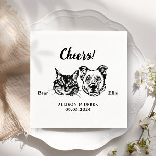 Cheers Pets Custom Hand Drawing Wedding Napkin